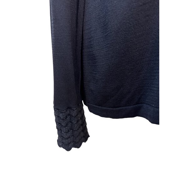 Anne Klein Black Knit Cowl Neck Sweater With Textured Collar - Picture 5 of 7